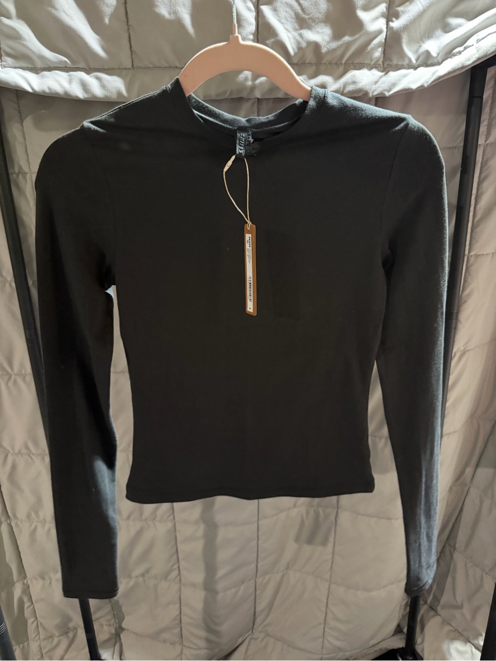 SKIMS Cotton Jersey Long Sleeve Top-Soot